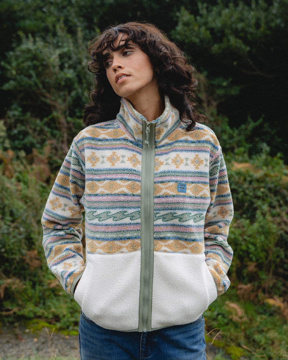 A/Div Rock Jetty Mock Neck Zip Sherpa Fleece - Whitecap