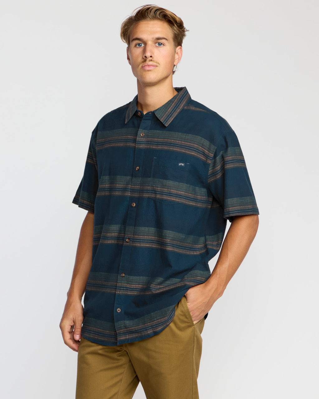 All Day Stripe Short Sleeve Shirt - Midnight