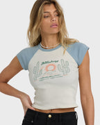 Forever Had Short Sleeve Raglan Tee - Mineral Blue