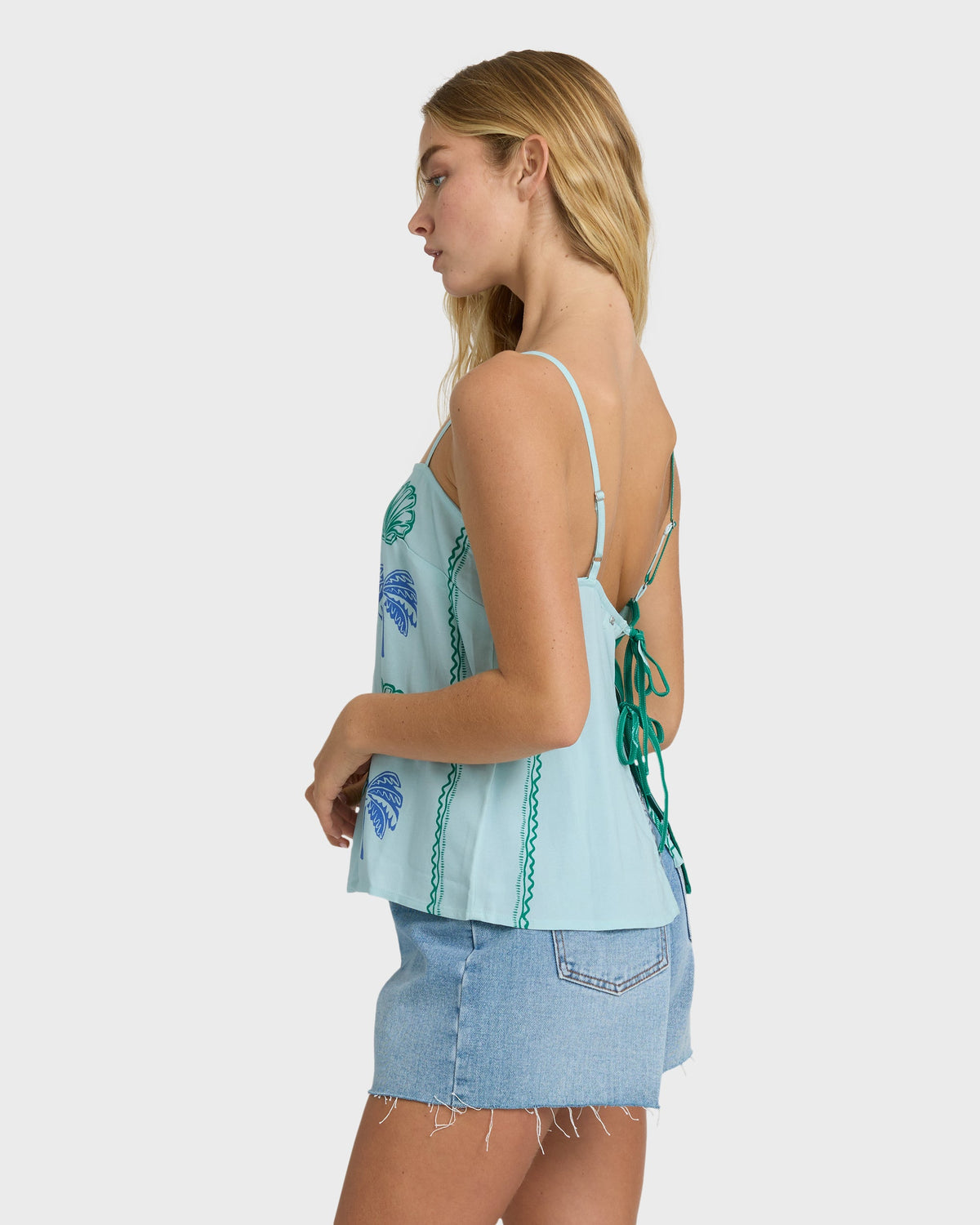 Vacay Dreams Woven Tank - Pool Blue