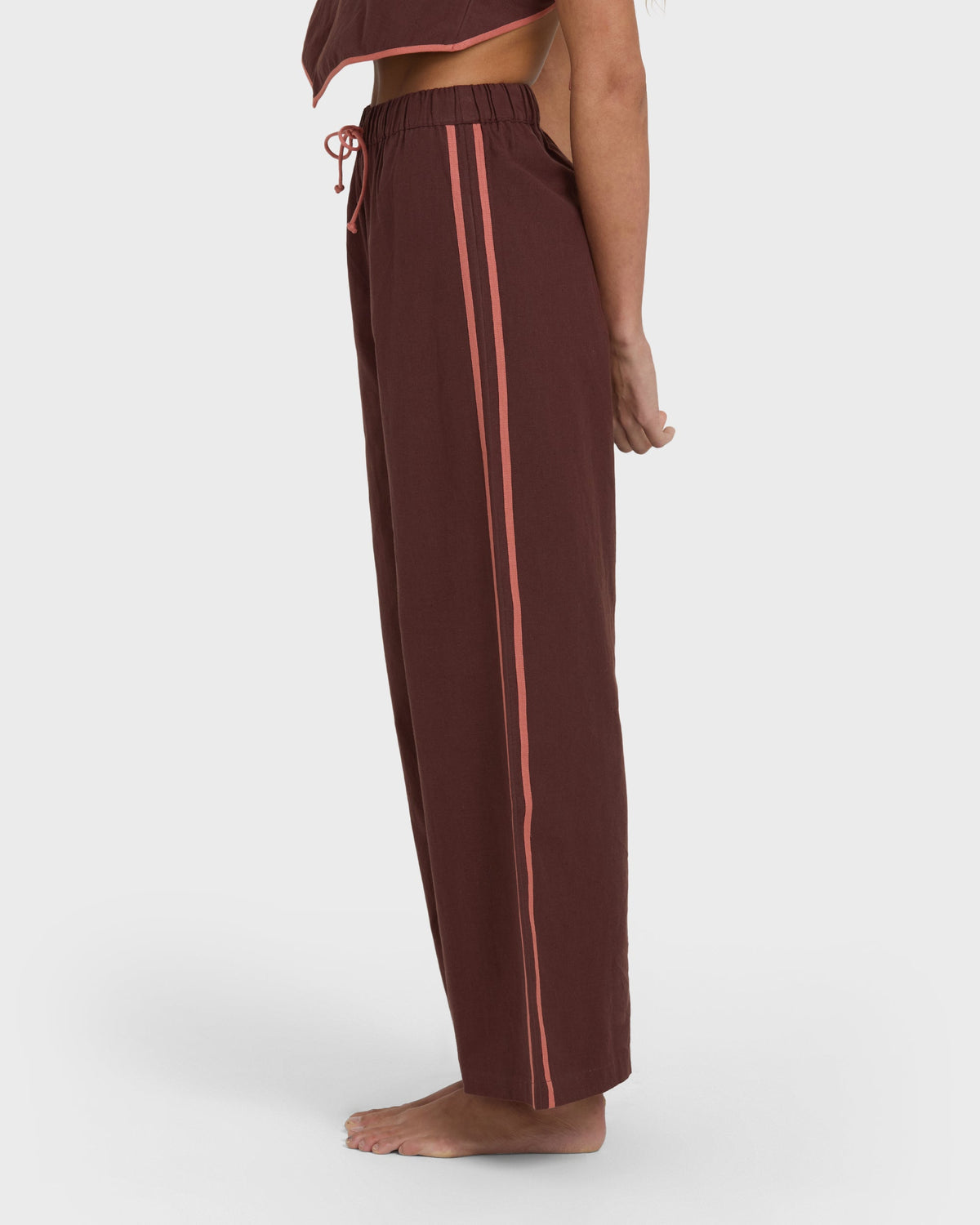 Double Take Elastic Waist Pants - Teak