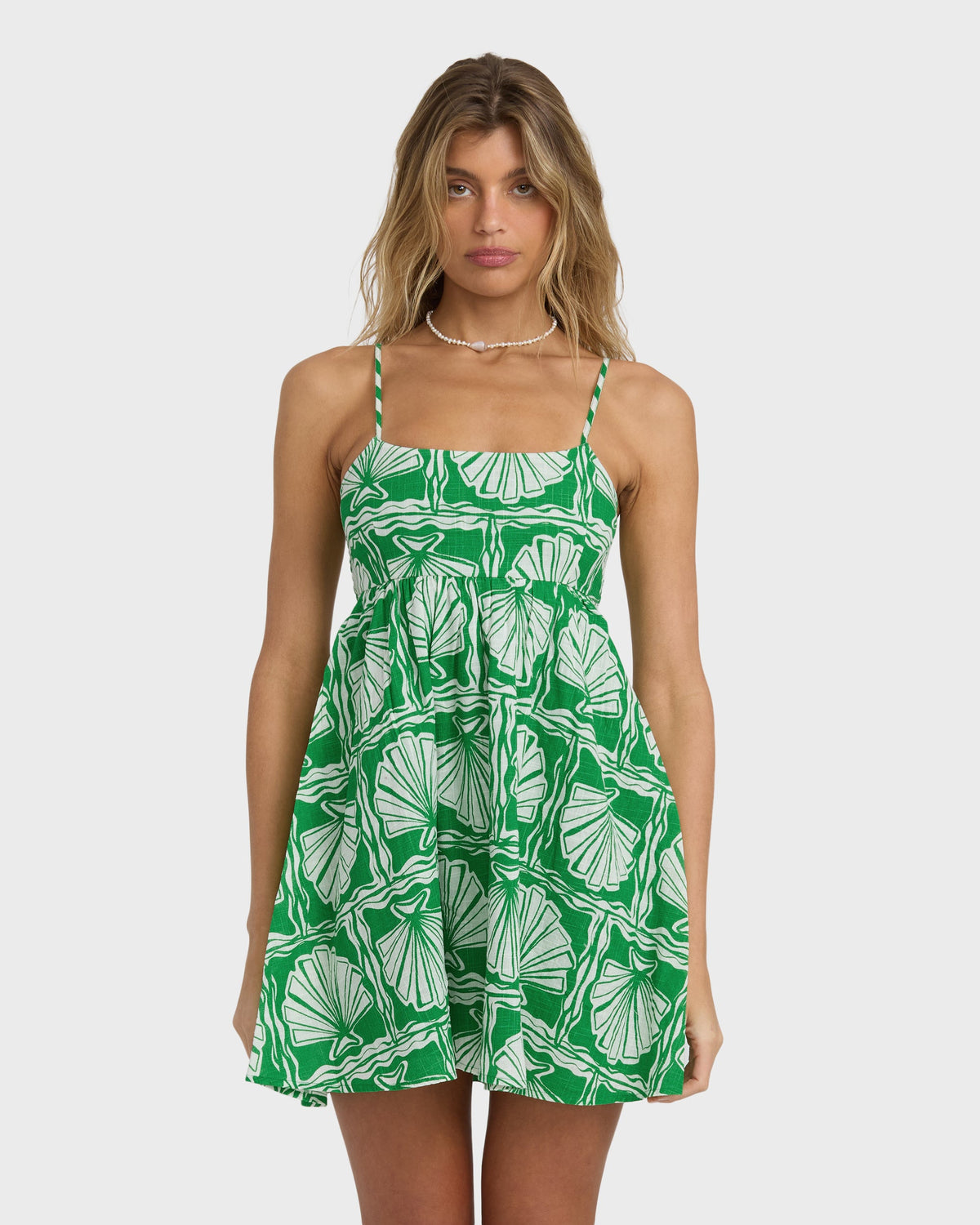 Sea Shell Mini Dress - Kelly Green