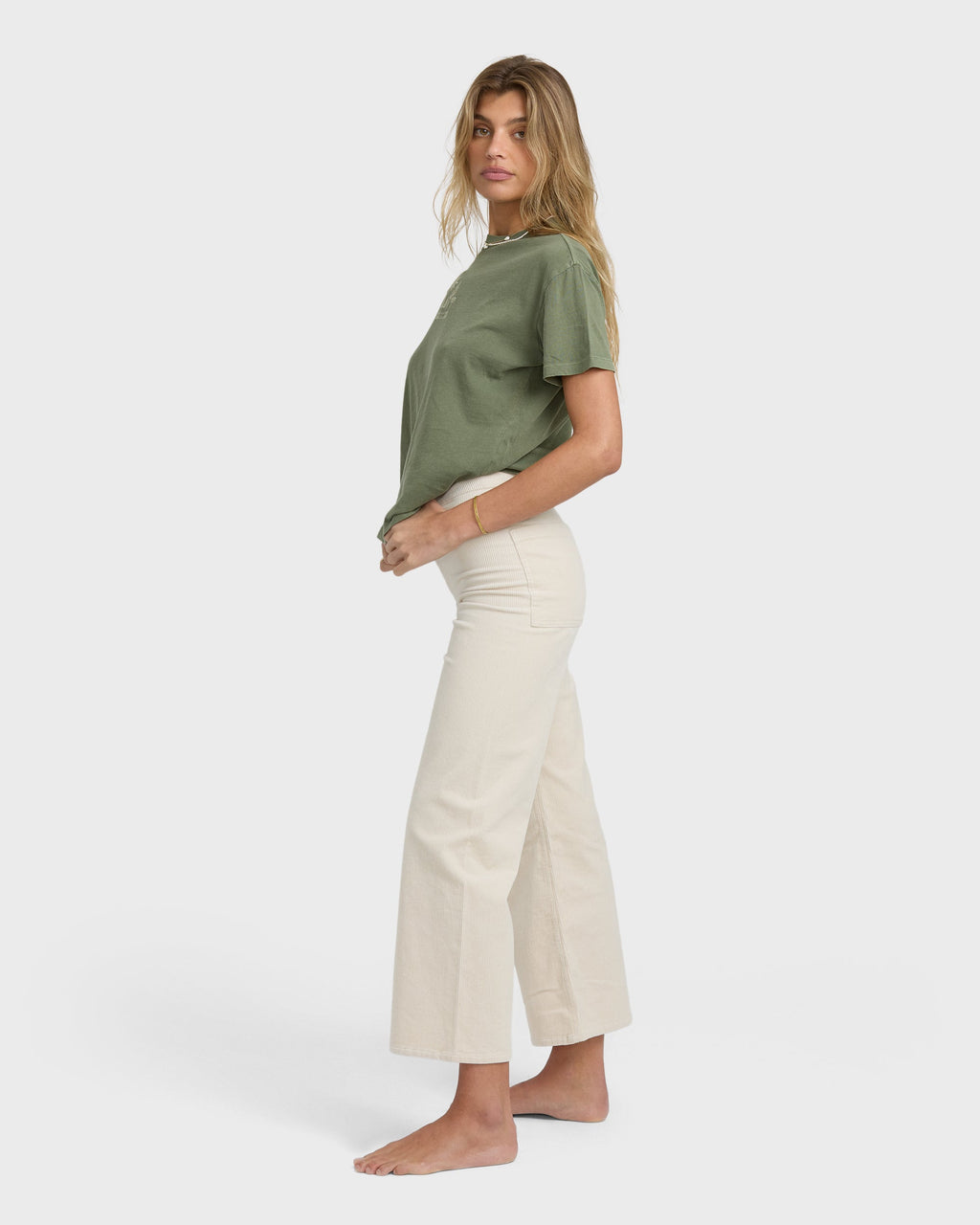 Free Fall High-Waist Cord Pants - Whitecap