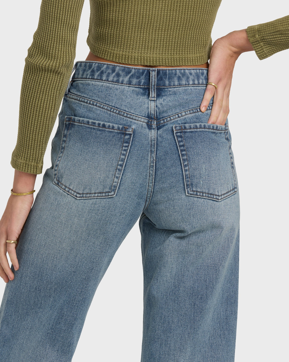 Free Fall High-Waist Denim Flare Pants - Atlantic Deep