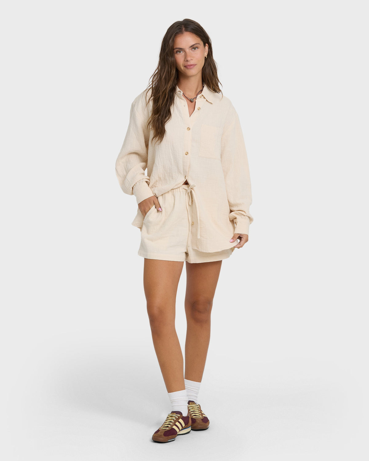 Wanderer Long Sleeve Woven Shirt - Dove
