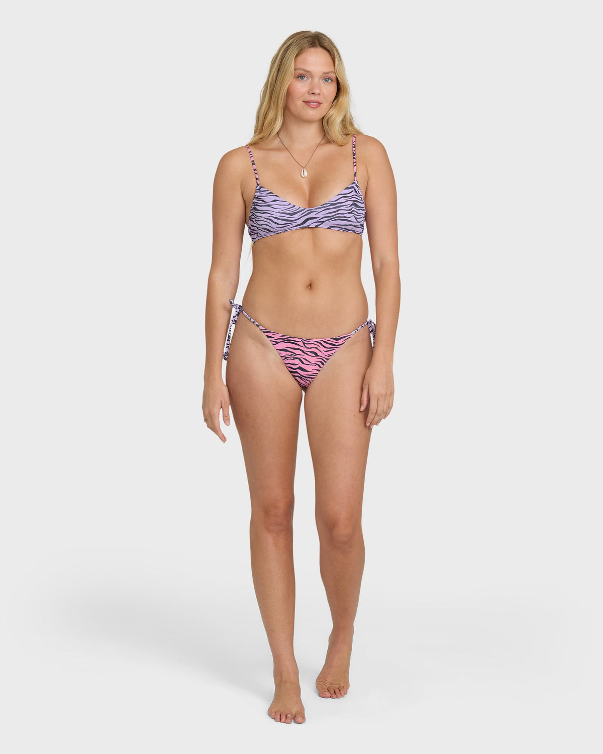 Pretty Wild Ruched V Bralette Bikini Top - Sweet Lilac