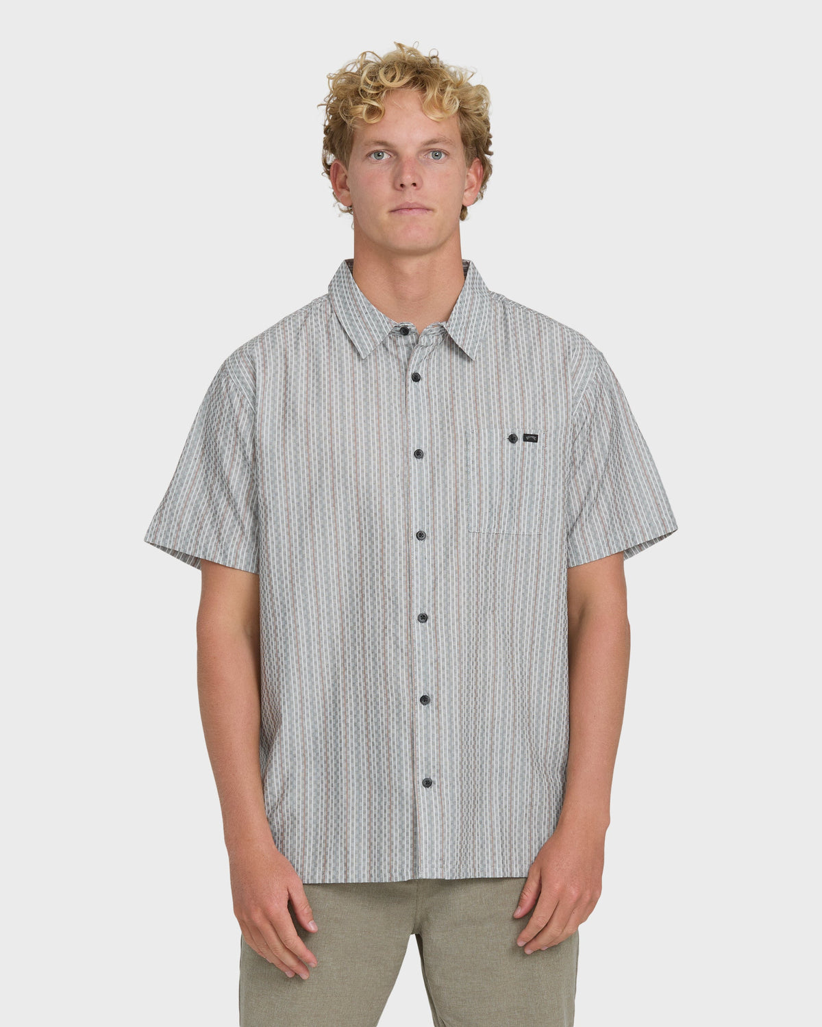 Sundays Jacquard Short Sleeve Woven Shirt - Fog Gray