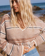 Baja Beach Hooded Sweater - White / Brown